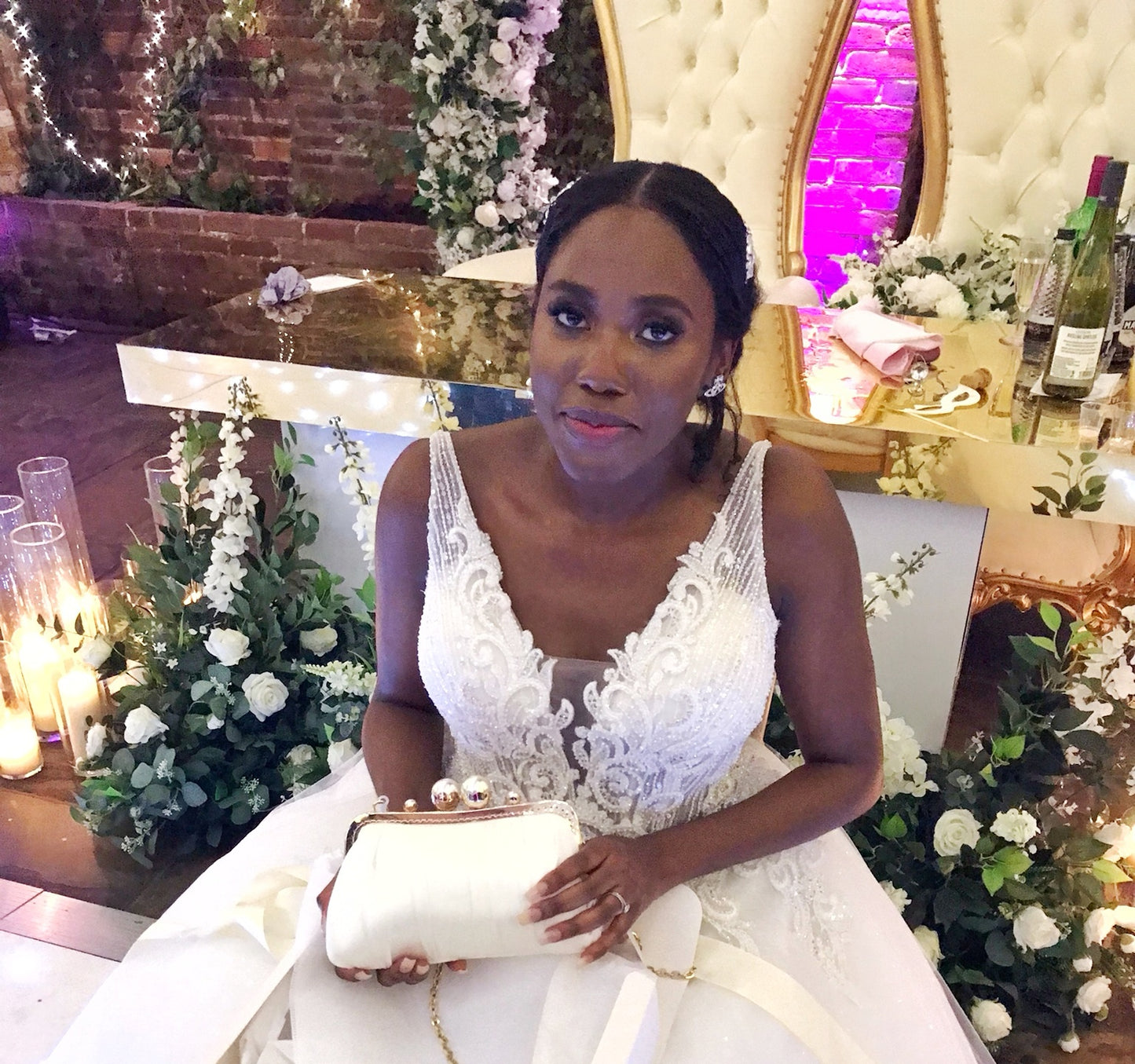 Ivory classic satin clutch