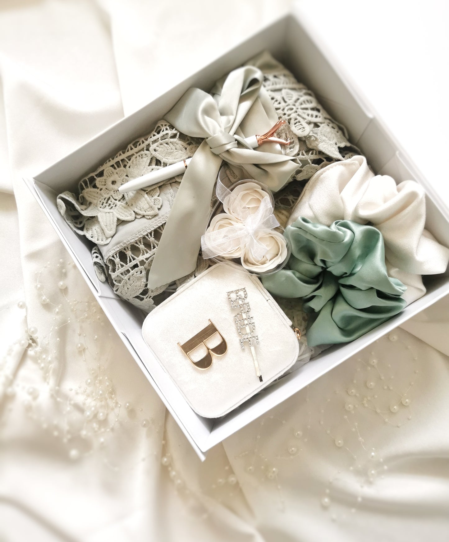 Sage Green & White Bridal Box (7 item)