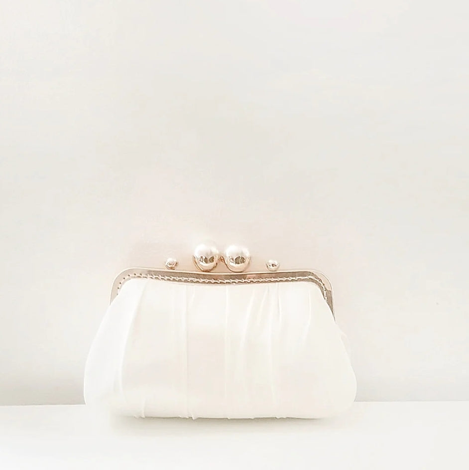 Ivory classic satin clutch