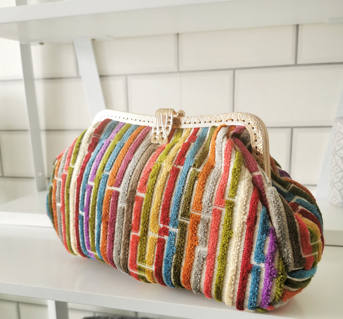Striped VELVET Somorah Clutch bag