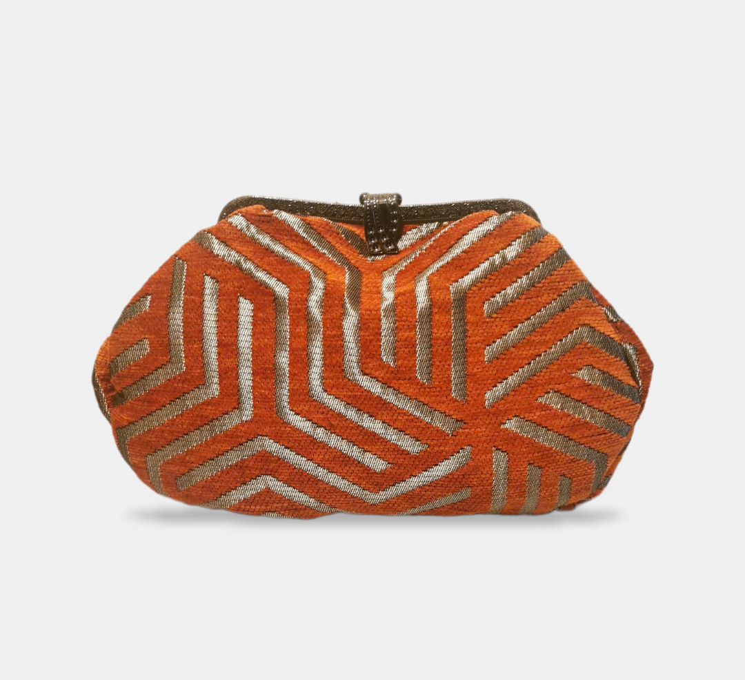 Chenille Somorah Clutch bag/ Black gunmetal frame